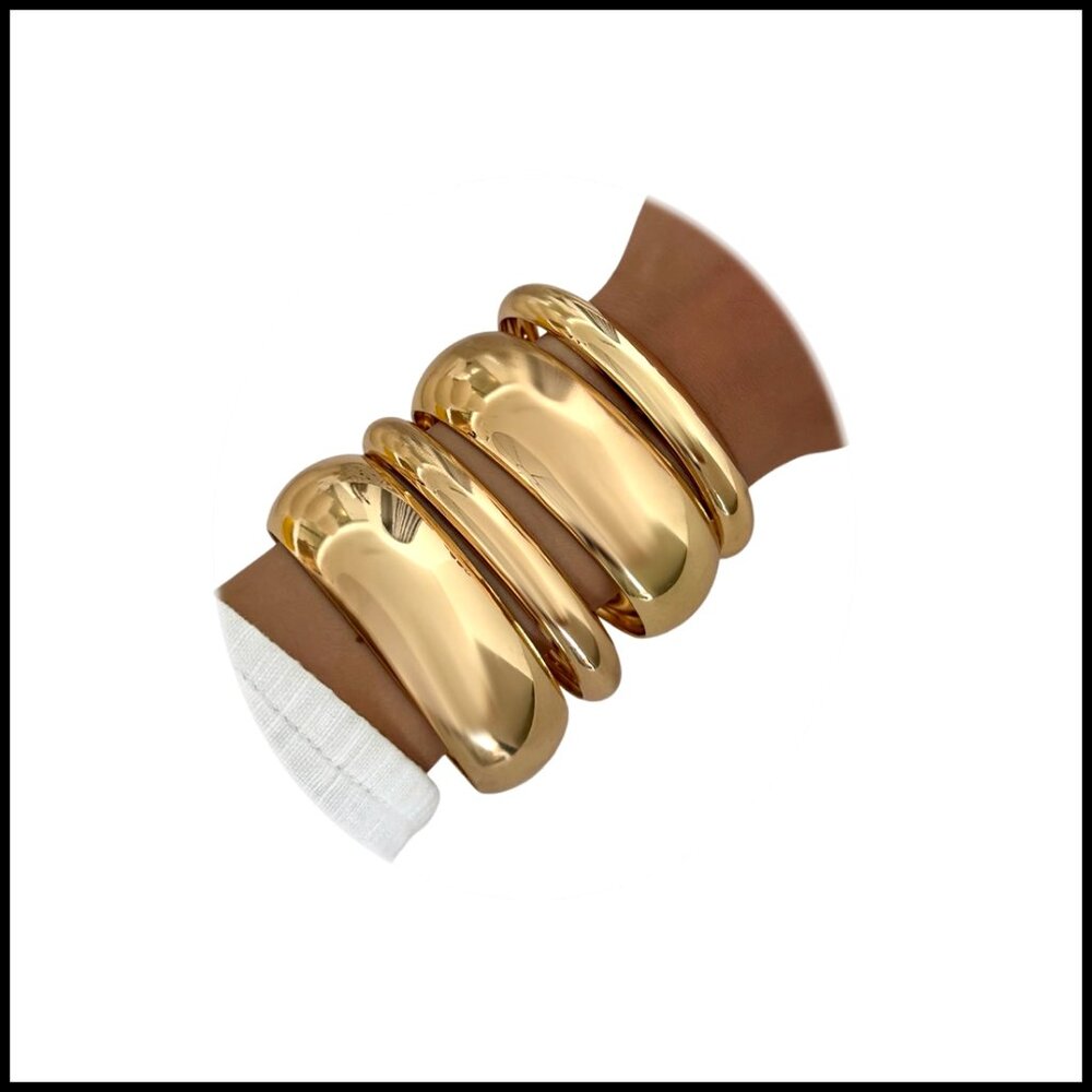 Chunky Bangle Bracelets Set Stackable Wide Cuff M… - image 1